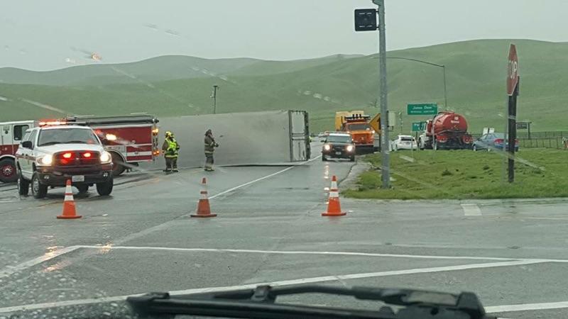Truck overturned highway 46