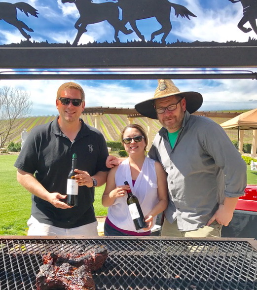 At Villa San-Juliette, winemaker Dan Smith, chef Charlene Sanchez and grillmaster Casey Rideout behind the Santa Maria grill Photos by Mira Honeycutt