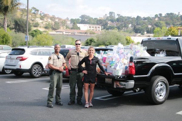On Wednesday, CAT Team Deputies Ron Slaughter and Toby Depew provided needed assistance to “Baskets of Love,” a local program developed by Joy Danley to distribute 1,000 Easter baskets to homeless children within San Luis Obispo County.