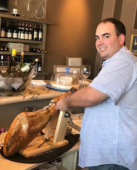 Ian Adamo deftly slices the Jamon Iberico Photos by Mira Honeycutt