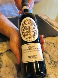 Bottle of Ferraris ruche wine from Piemonte