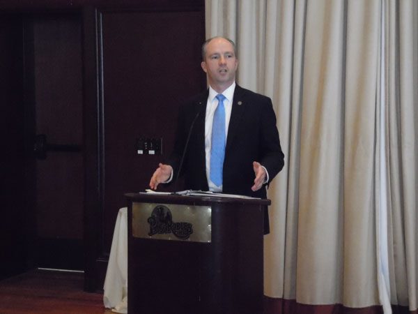 District Attorney Dan Dow speaking at the Rotary Club about human trafficking on the Central Coast.