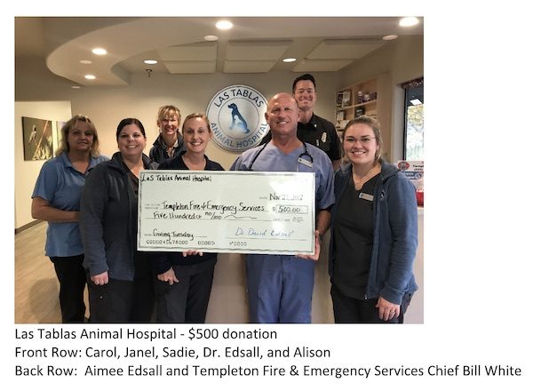 Templeton fire department donation