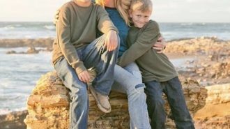 Lacy Canaday and boys at ocean