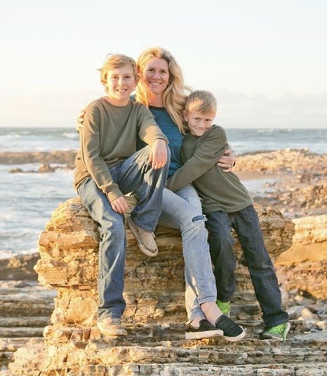 Lacy Canaday and boys at ocean