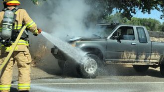 Truck on fire