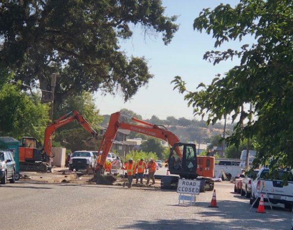 32nd street road work with trees