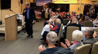 Congressional candidate speaks at the Republican Party annual holiday meeting