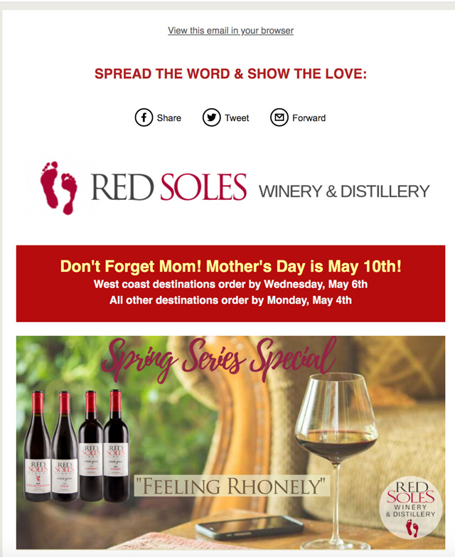 PRDN E-Flyer Red Soles Winery Mother's Day special