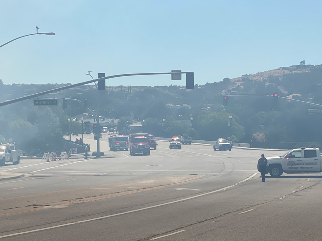 The intersection of Creston and River roads in Paso Robles is closed