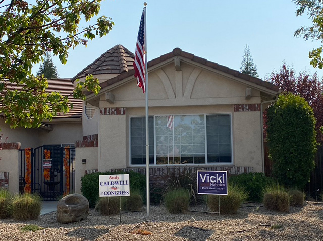 Signs for Andy Caldwell for US Congress and Vicki Nohrden for State Senate