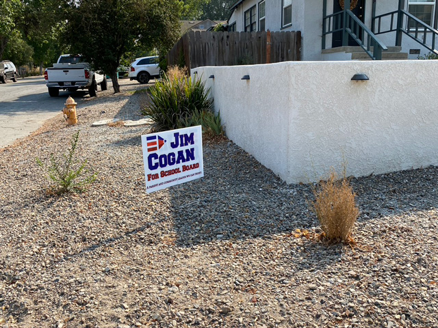 Jim Cogan for school board sign