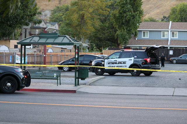 Paso Robles Police officers at the scene of a shooting