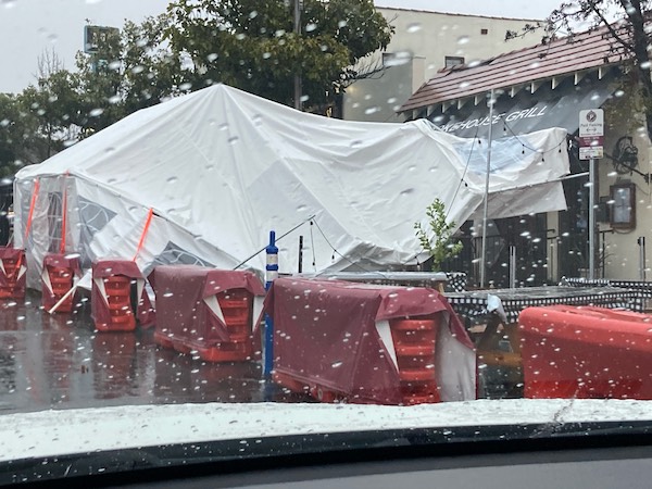 outdoor dining parklet destroyed