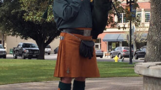 Ed Gallagher of Paso Robles on the bagpipes
