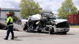 Driver uninjured after collision with travel trailer