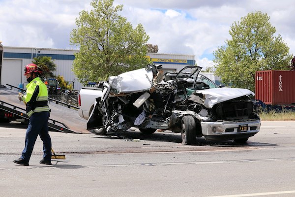 Driver uninjured after collision with travel trailer