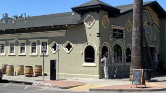 Historic bath house building gets a new paint job