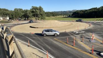Roundabout at Highway 46 West and Vineyard Drive grows a mound