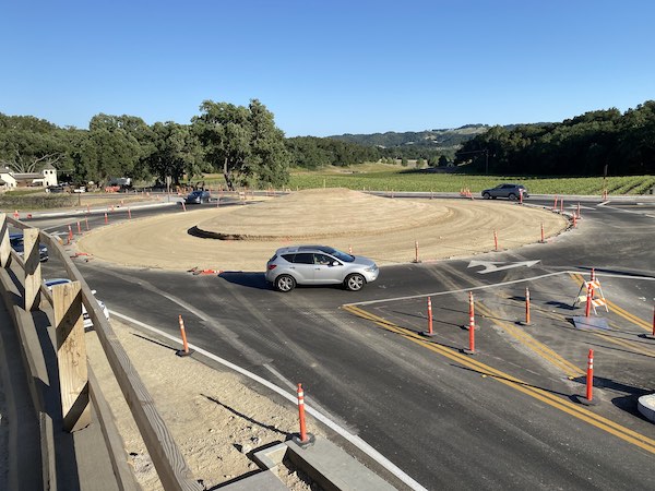 Roundabout at Highway 46 West and Vineyard Drive grows a mound