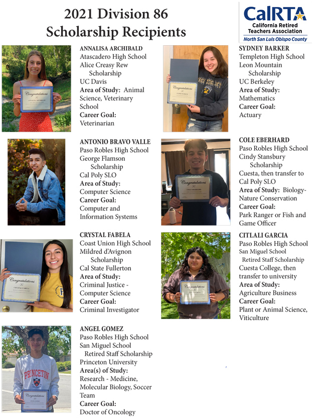 Scholarship winners honored by retired teachers association
