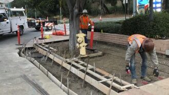 workers in downtown slo