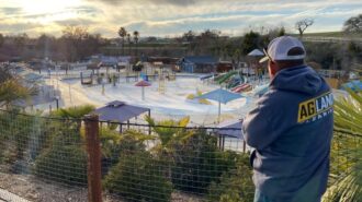Brett Butterfield looks over waterless Ravine Water Park