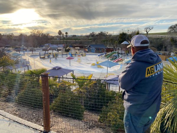 Brett Butterfield looks over waterless Ravine Water Park
