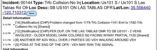 CHP incident report