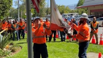 Raising flag