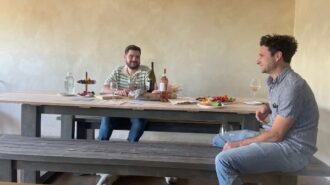 Guests enjoying the community table