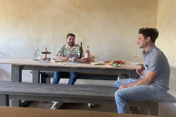 Guests enjoying the community table