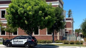 Police car at Flamson Middle School Monday