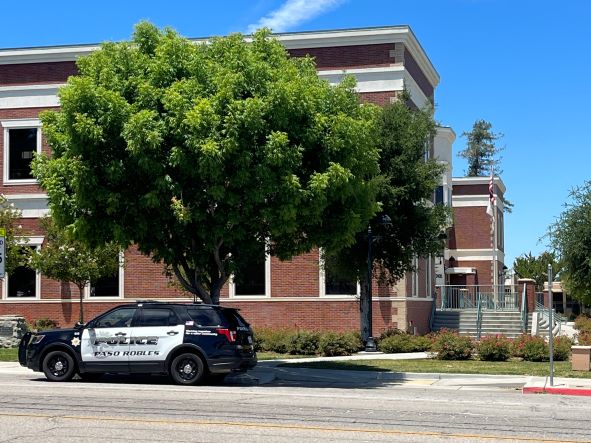 Police car at Flamson Middle School Monday