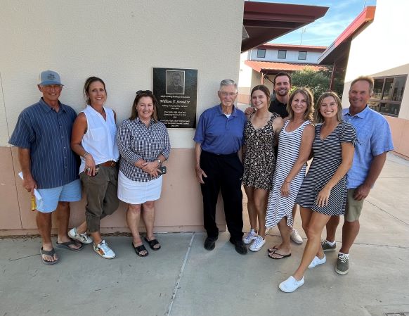 Stroud Family next to plaque