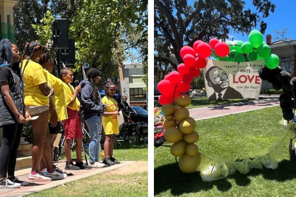 Youth share history and MLK banner