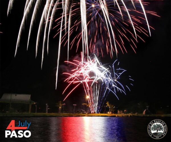 fireworks over pond