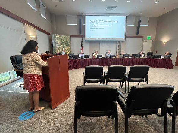 Ditas speaks to the council