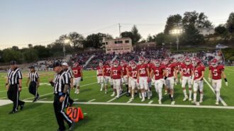 Bearcats leaving field at halftime