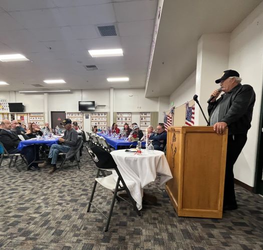 Rod Dykhouse talks at Vets hall