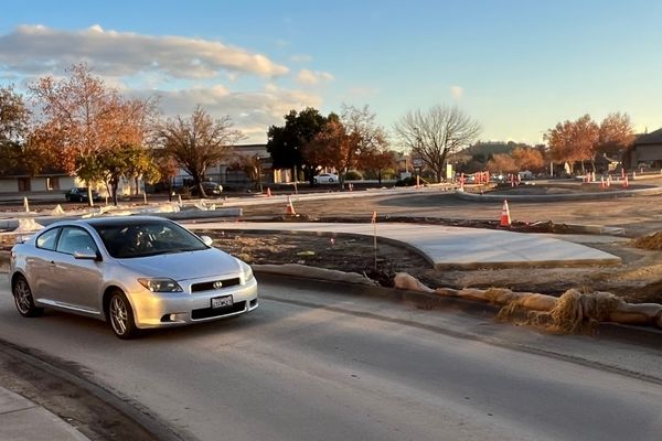 Car on temproary road