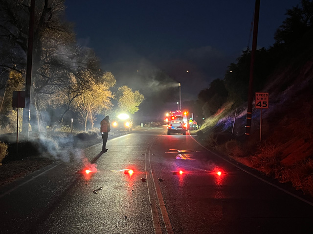 Paso Robles Police officers closed River Road north of Union Road during a water rescue on the Salinas River.
