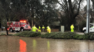 Creston Road was closed due to flooding on Monday morning.
