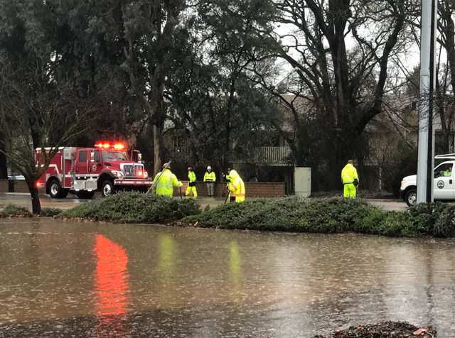 Emergency crews work on Creston Road near Sherwood Park.