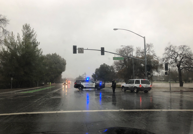 Creston Road is closed to through traffic on Monday morning.