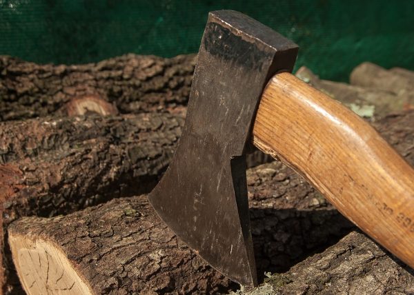 lumberjack ax stock img