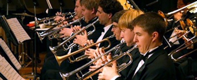 The trumpet section of the Cuesta College Wind Ensemble.