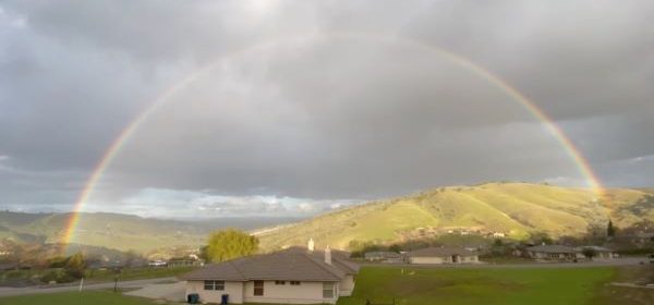 Rainbow over Heritage Ranch neighborhood on Sunday afternoon. Photo by Ryan Paine.