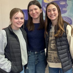Crimson Closet organizers and juniors Audrey Dawes, Ava Cox and Campbell Sinton.