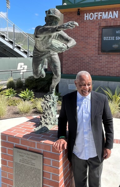 Ozzie with statue overhead